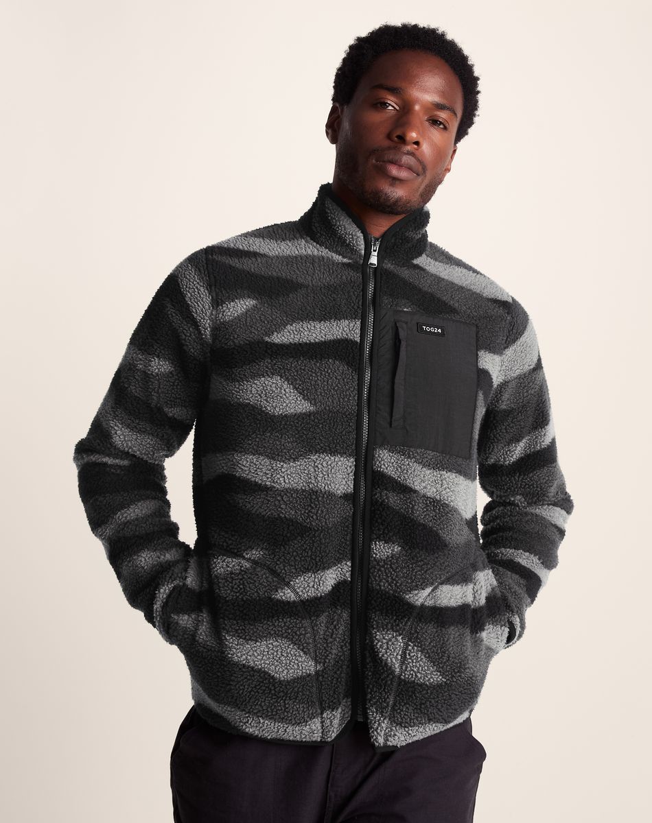 Haxwell Men's Sherpa Fleece - Black Landscape Print