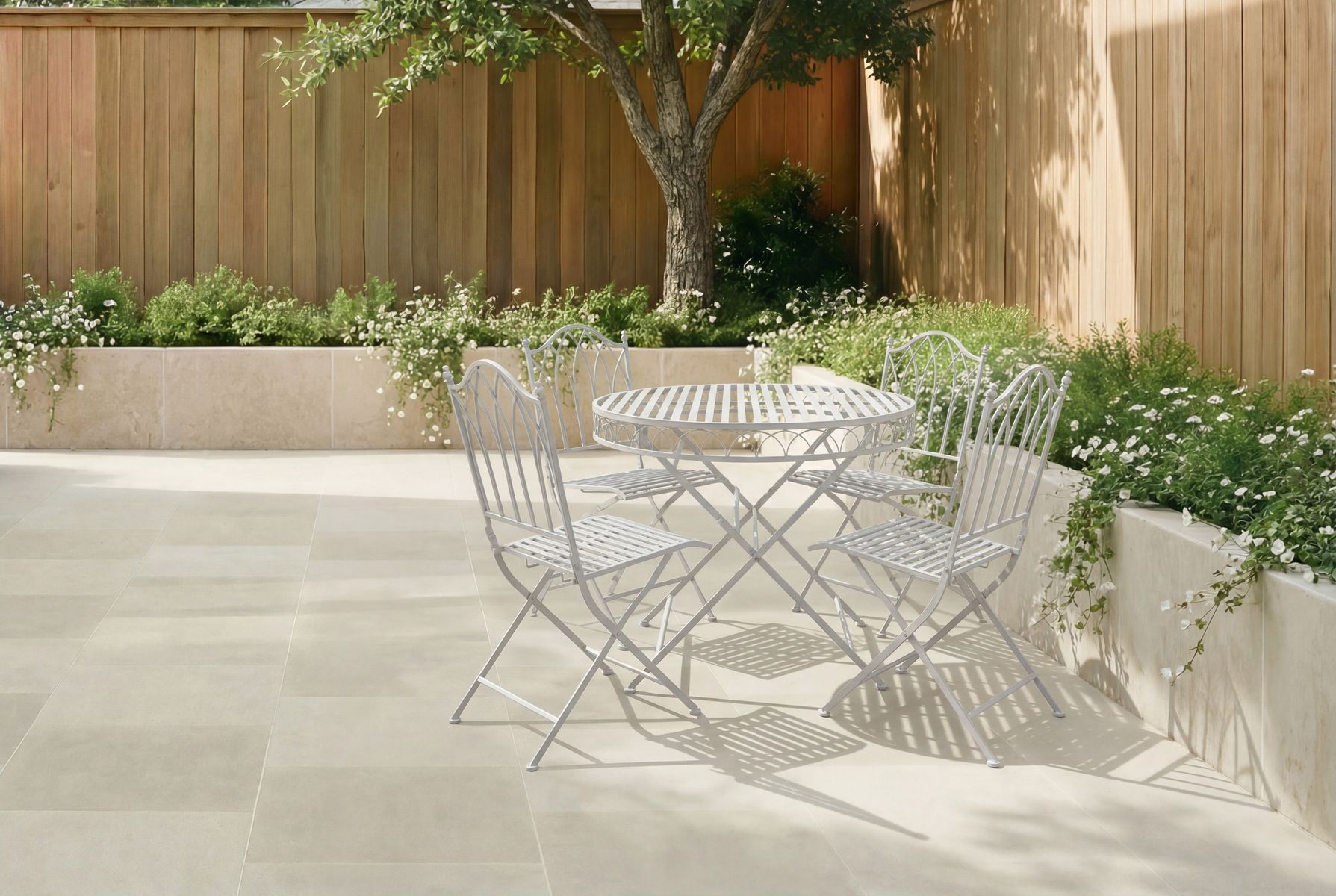 Grey Decorative Rustic Metal 4 Seater Garden Bistro Set