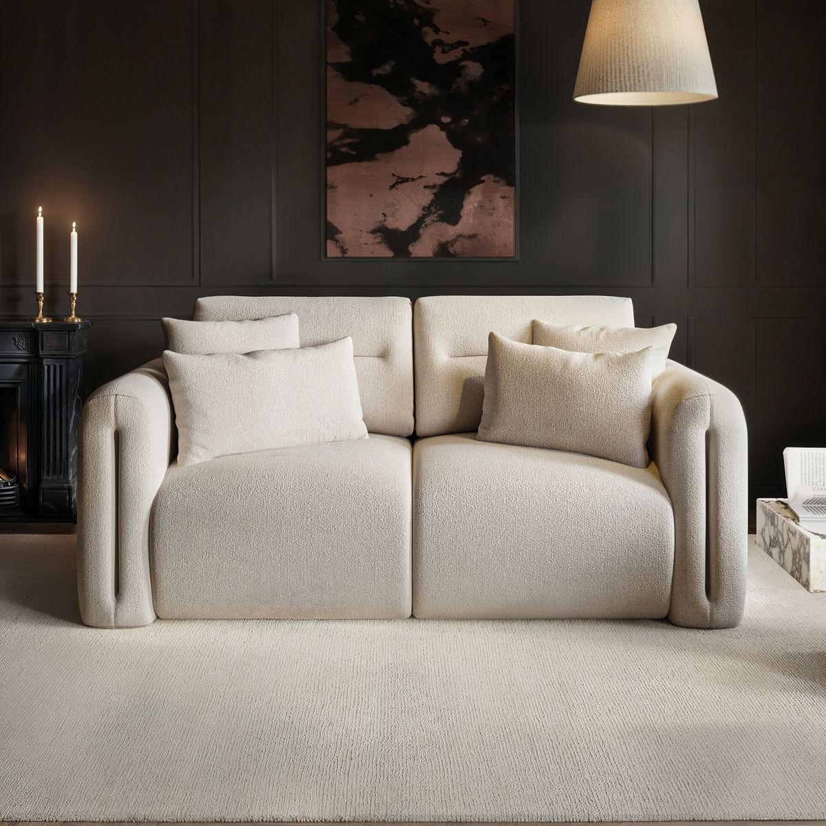 Solace+Co Mabel 2 Seater Sofa Beige Chenille