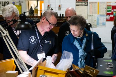 HRH The Princess Royal pictured with Mr Neil Matthews engineering operative