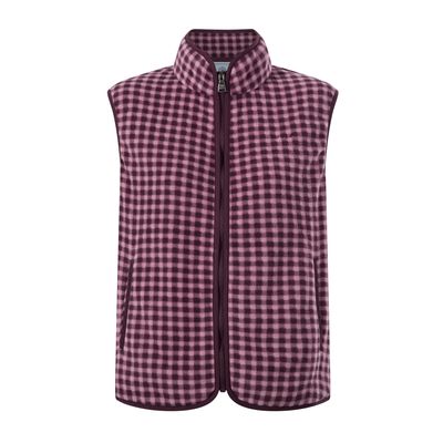 Firth Womens Gingham Midweight Microfleece Gilet - Mauve Gingham
