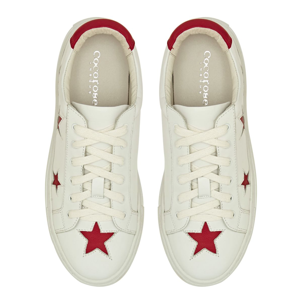 Hoxton White Trainers with Red Stars