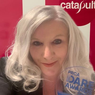 Jane Hunt, MD of Catapult PR with the PRCA DARE Award for Low Budget Campaign 2024