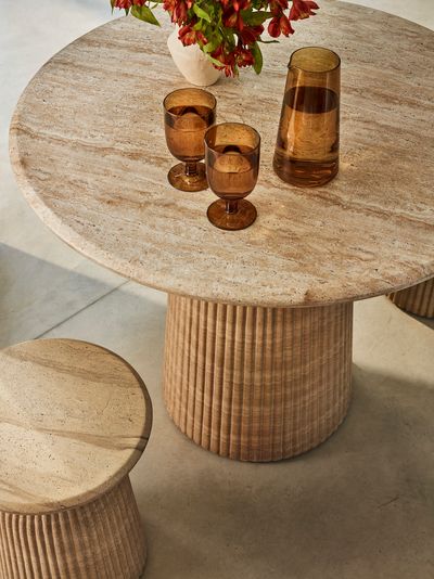 Mason Bistro Table Travertine Finish