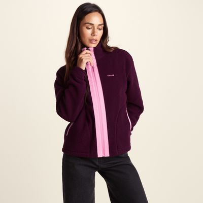 Emilie Womens Relaxed Fit Sherpa Fleece - Aubergine