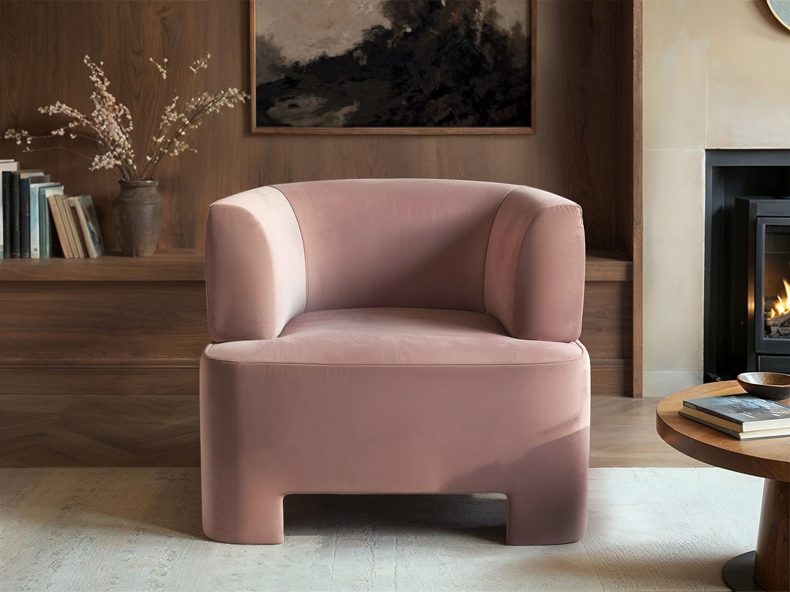 Solace+Co Cleo Pink Velvet Accent Chair