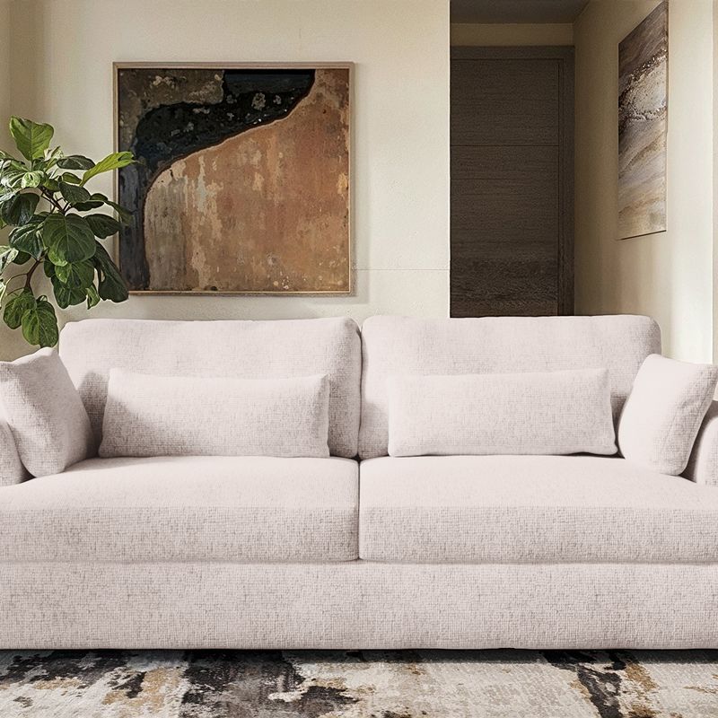 Solace+Co Drew 3 Seater Cream Chenille Sofa