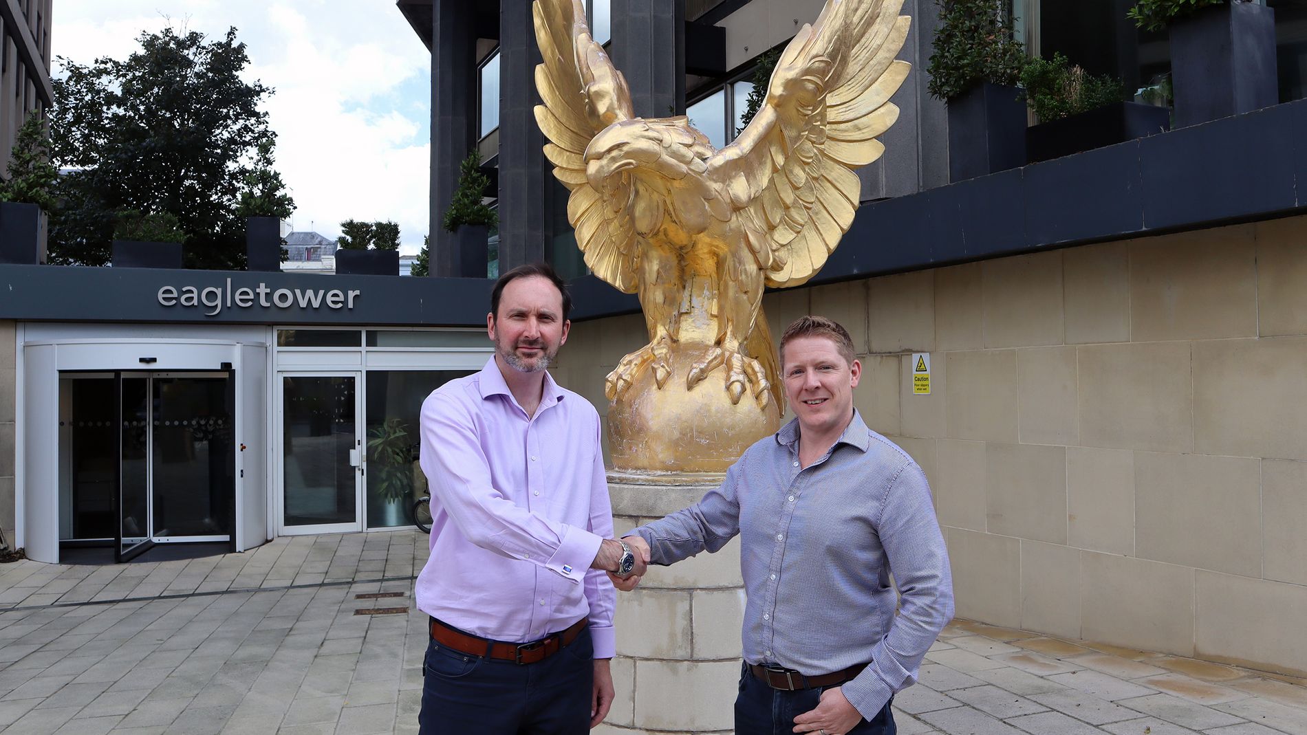 Red Maple Technologies and Emerge Digital outside Eagle Tower Cheltenham