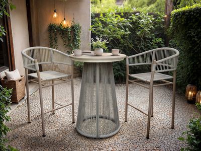 SOLACE+CO Hana Table & Lita Chairs Garden Bar Set White