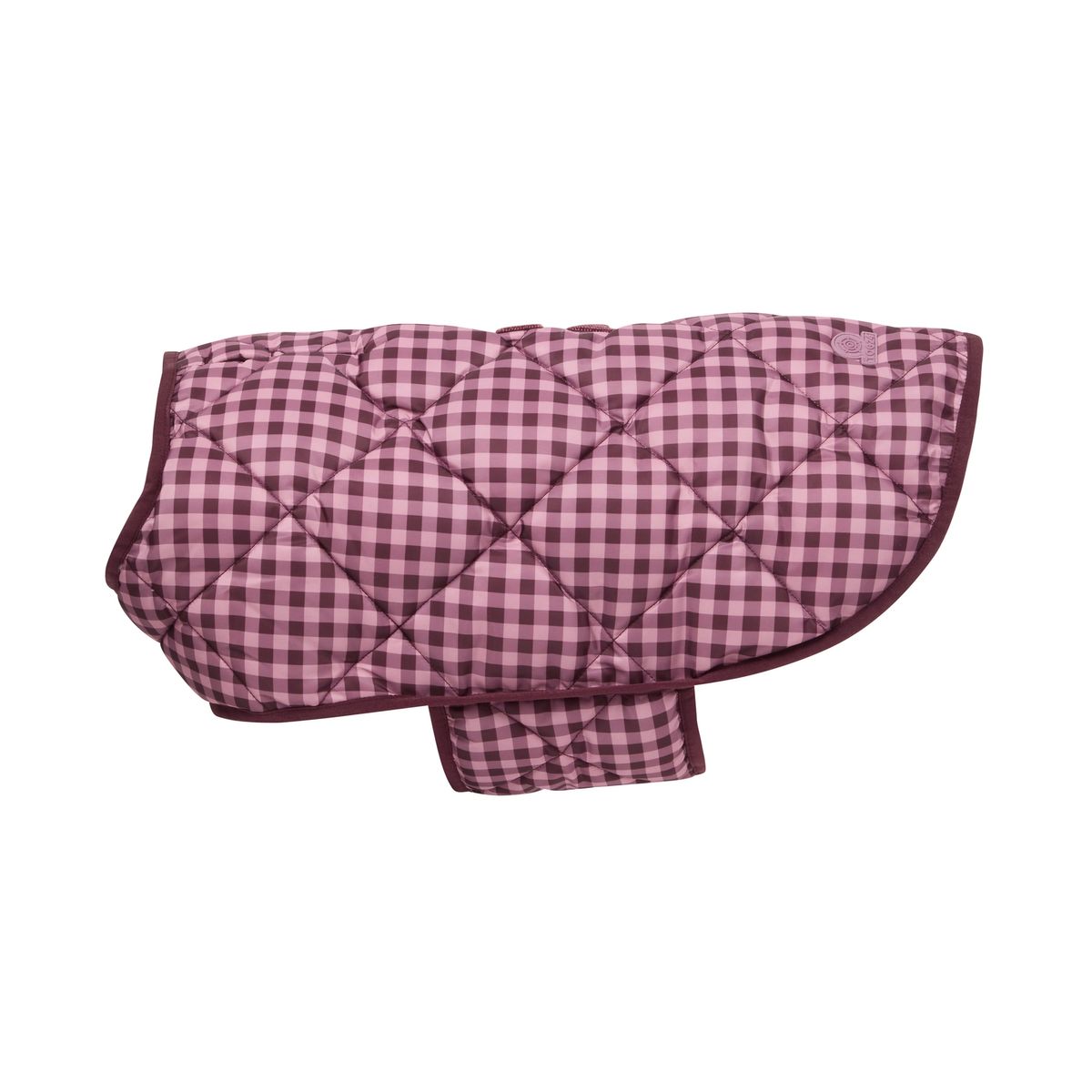 Bark Gingham Printed Padded Dog Coat - Mauve Gingham
