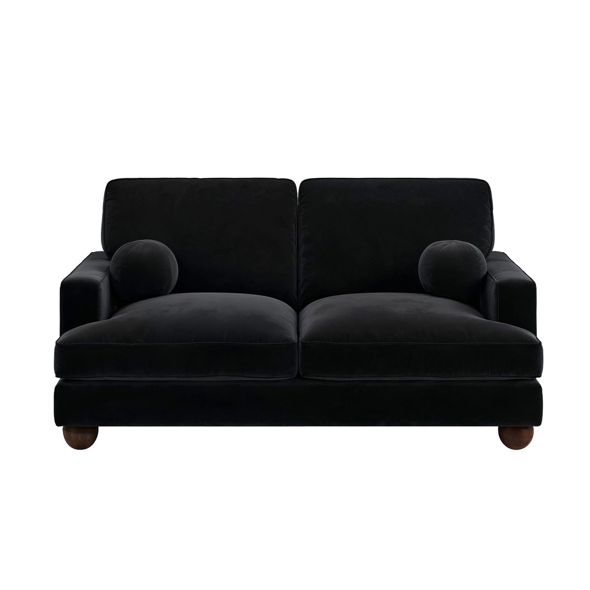 Solace+Co Addison 2 Seater Black Velvet Sofa