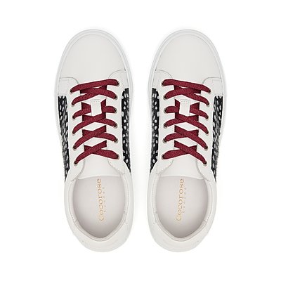 Hoxton White With Black and Silver Leopard Leather Trainers from Cocorose London