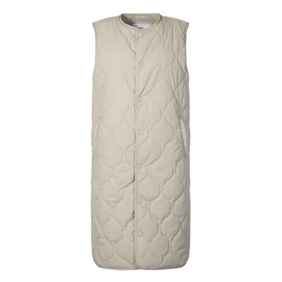 Jena Women's Long Padded Gilet - Cool Beige