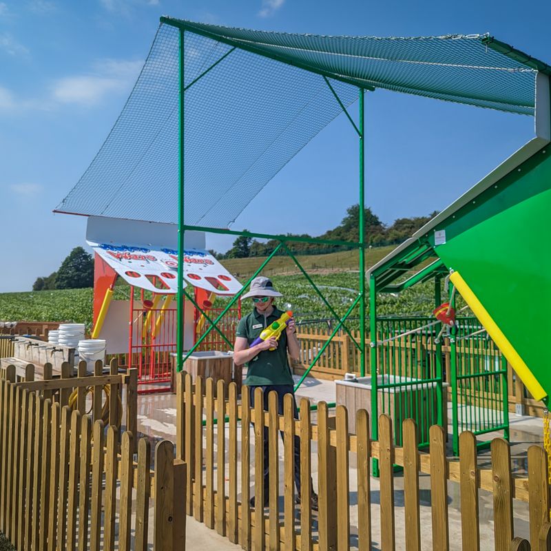 New Water Wars attraction at the Lakeland Maze Farm Park near Kendal, Cumbria.