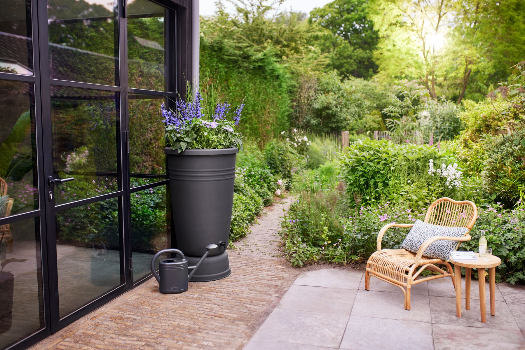green basics rainbarrel plus 200ltr living black