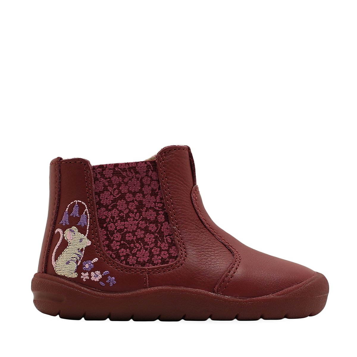 'Friend' in Wine Leather Boot with Mouse design from the exclusive Start-Rite Shoes and JoJo Maman Bébé Collection 