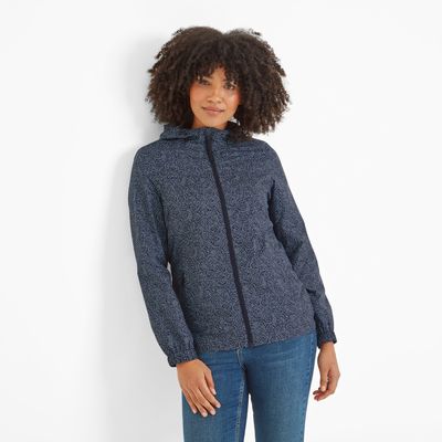 Craven Women's Waterproof Packaway Jacket - dark indigo print