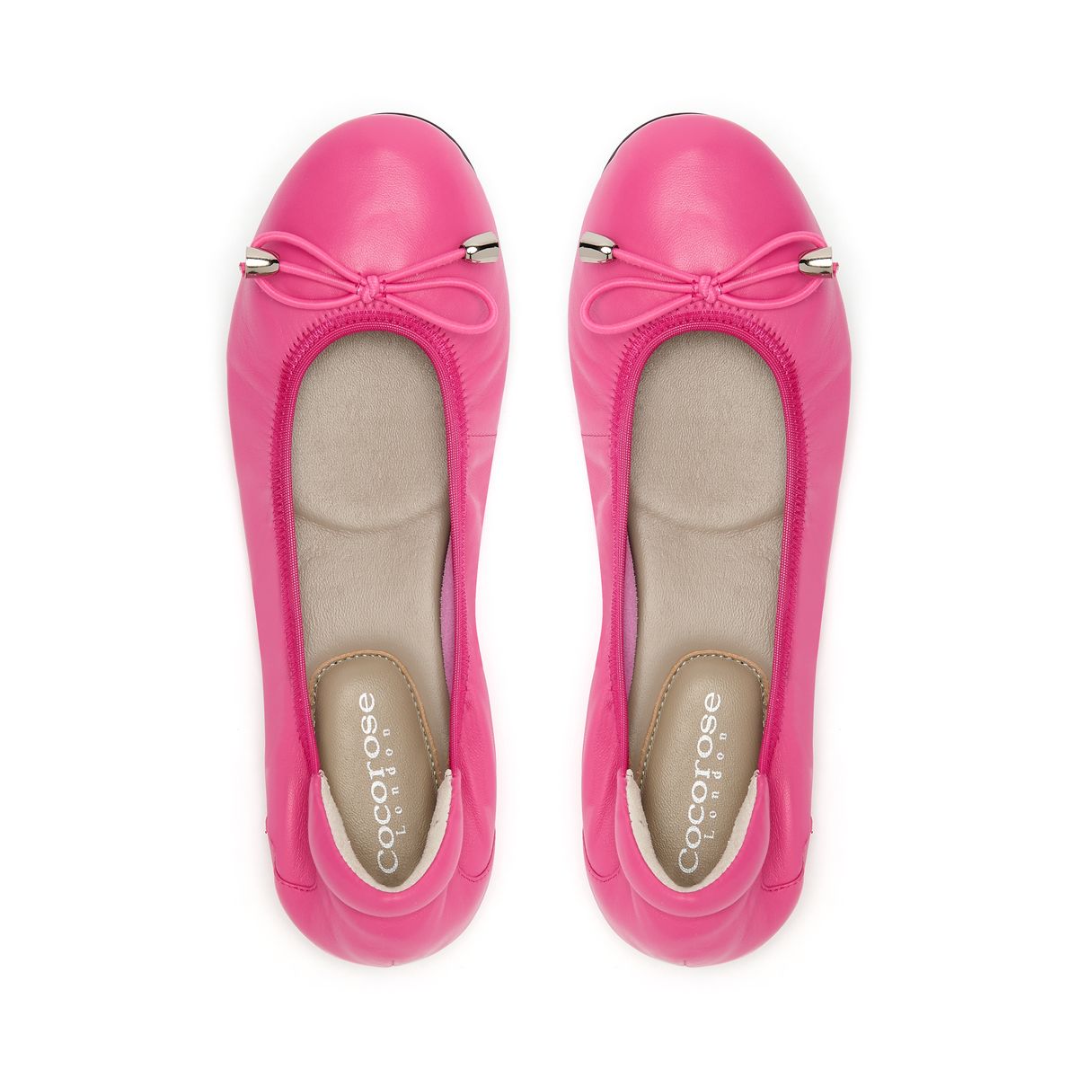 Sandringham Fuchsia Leather Ballet Flats from Cocorose London