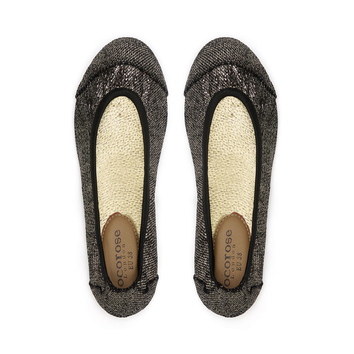 Barbican Midnight Pewter Metallic Fold Up Ballet Flats from Cocorose London