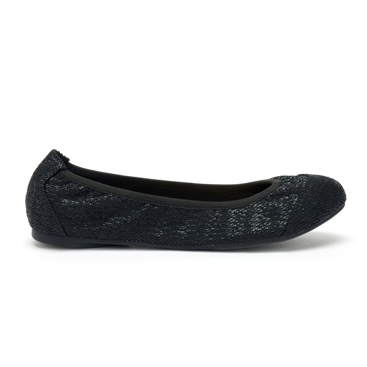 Barbican Black Metallic Fold Up Ballet Flats from Cocorose London