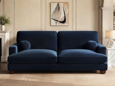 Solace+Co Addison 3 Seater Sofa - Blue Velvet