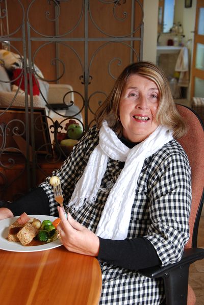 Vegetarian lady eating lunch