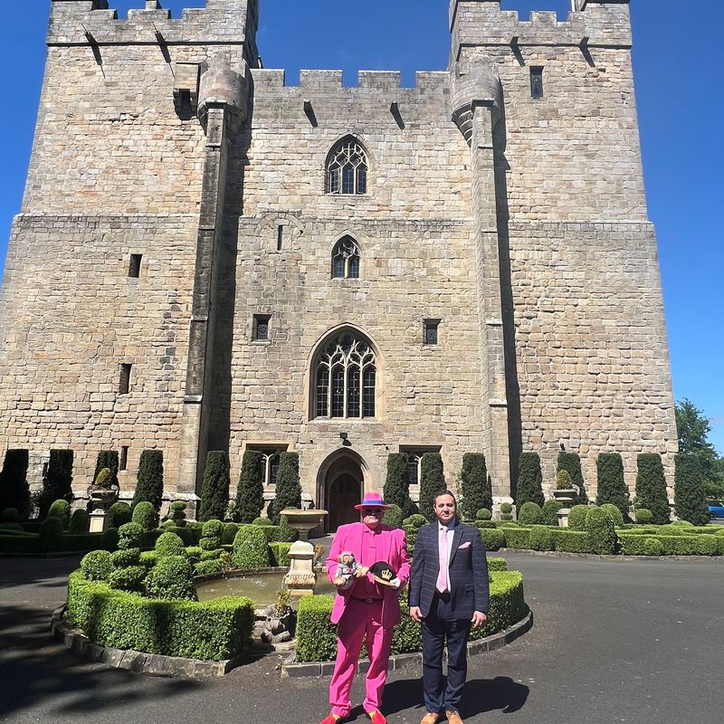 Mr Karoly Toth at Langley Castle, with general manager, Mohamed Serag.