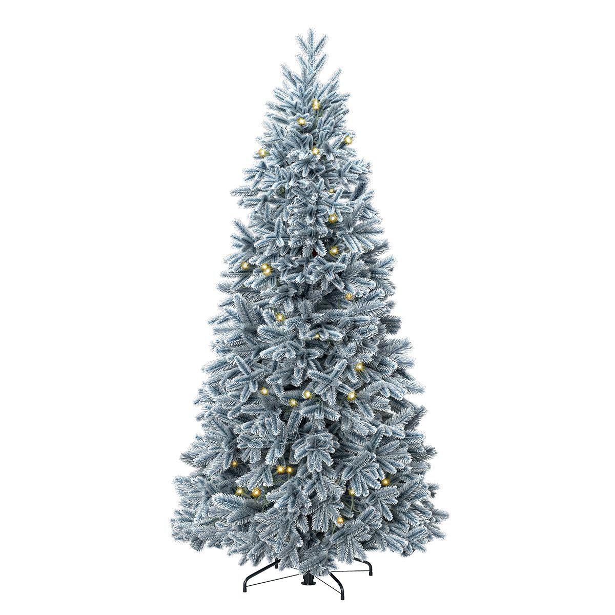 Luxury 6ft Pre-Lit Faux Hinged Snowy Christmas Tree