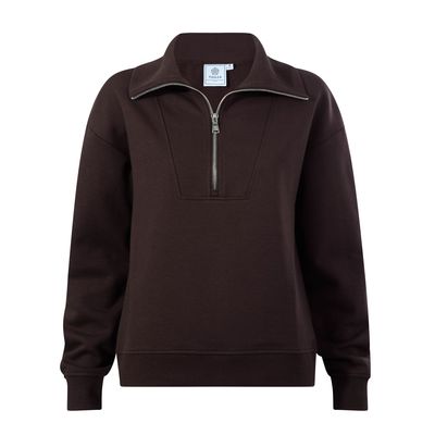 Paloma Womens Supersoft Zip Neck Sweatshirt - Chocolate Brown