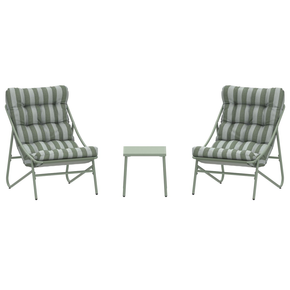 Porto Green Stripe 2 Seater Bistro Set