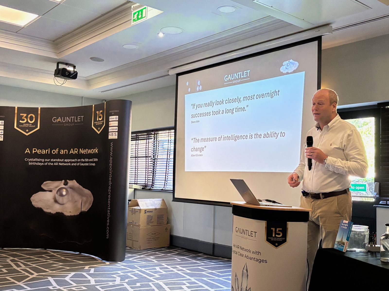 Roger Gaunt, MD of Gauntlet Group, speaking at the 2024 Gauntlet AR Network annual conference