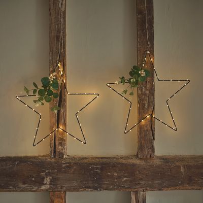 Pair of Eucalyptus Wire Stars