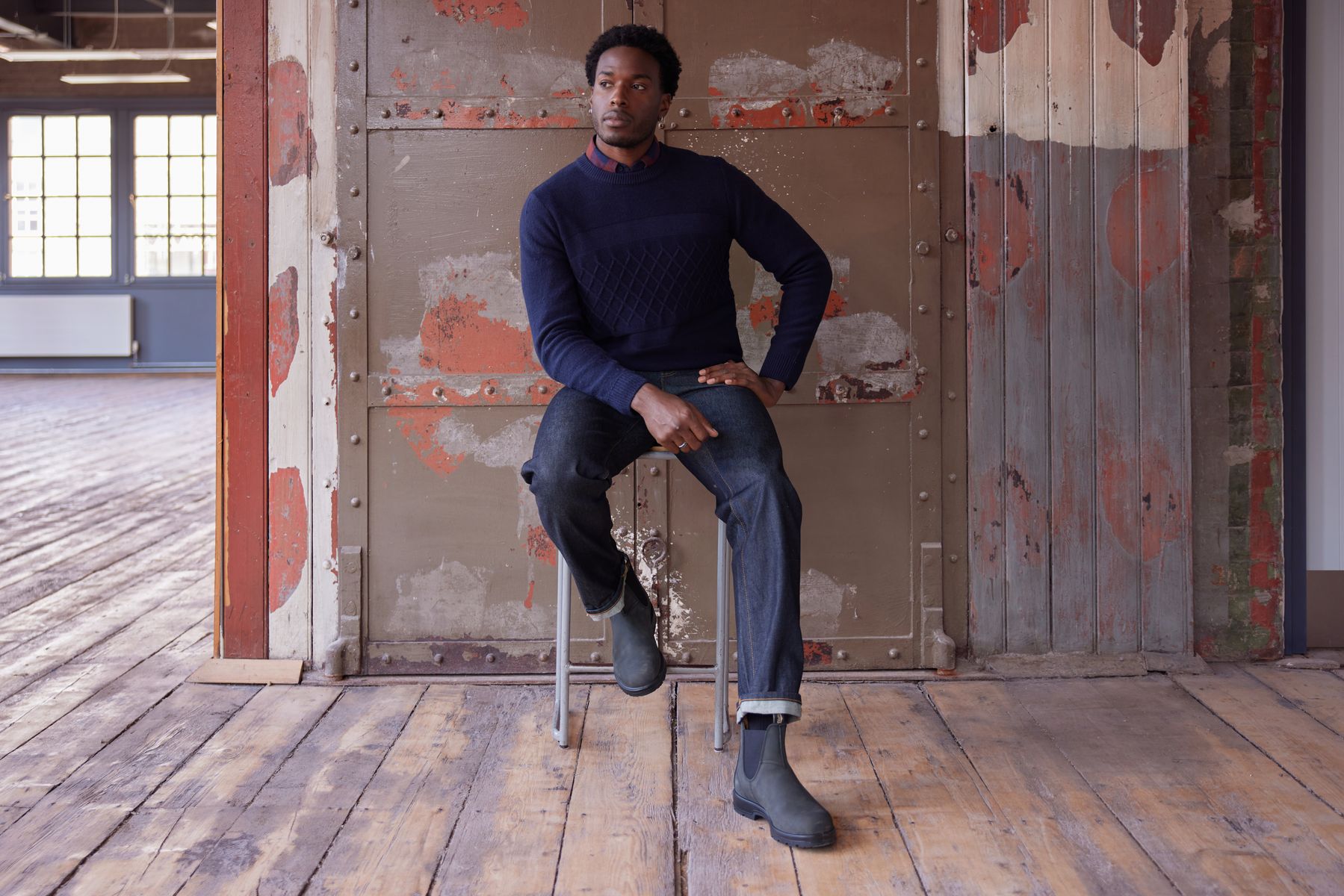 Bart Mens Textured Cable Knit Jumper - Deepest Blue