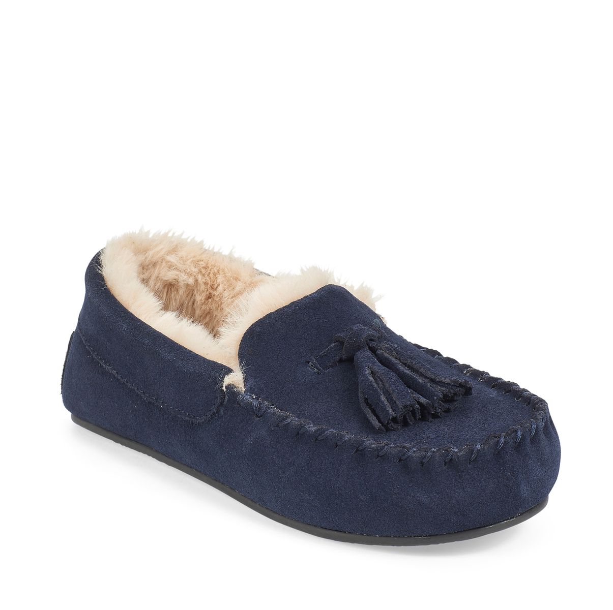 Snooze Navy blue suede tassel slip-on slippers