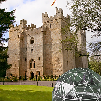 Mock-up showing one of the bubble domes due to arrive at Langley Castle, Northumberland, in January 2021
