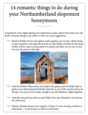 Page from the Langley Castle guide to planning the perfect elopement.