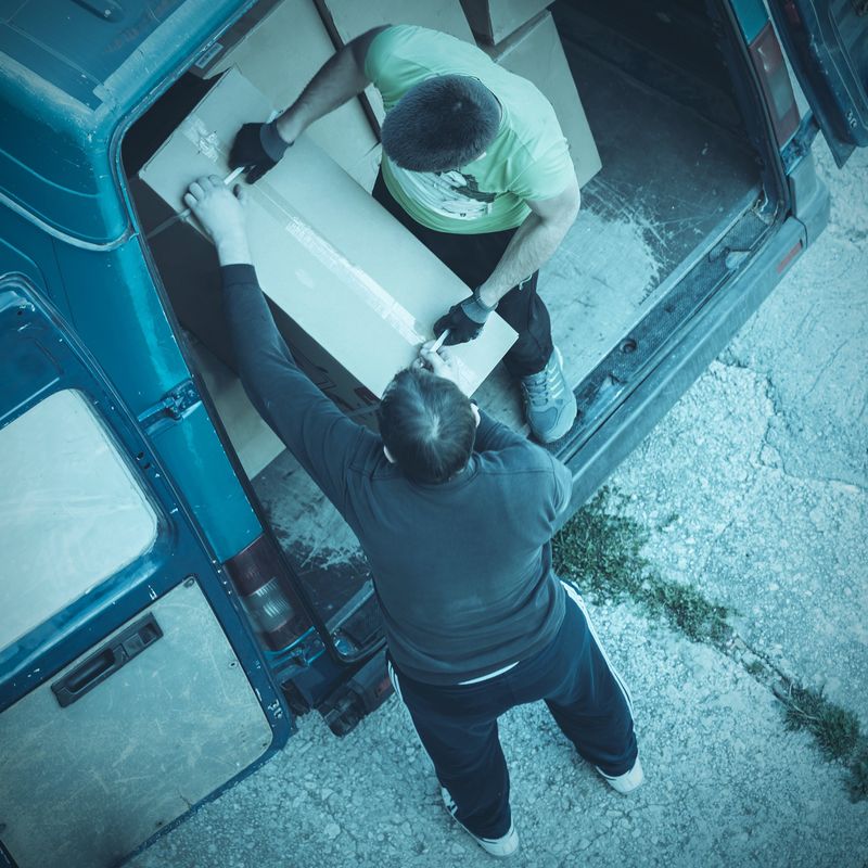 Thieves unload goods from a van