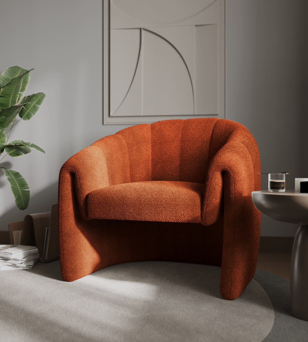 Flair Nolia Boucle Accent Chair - Orange