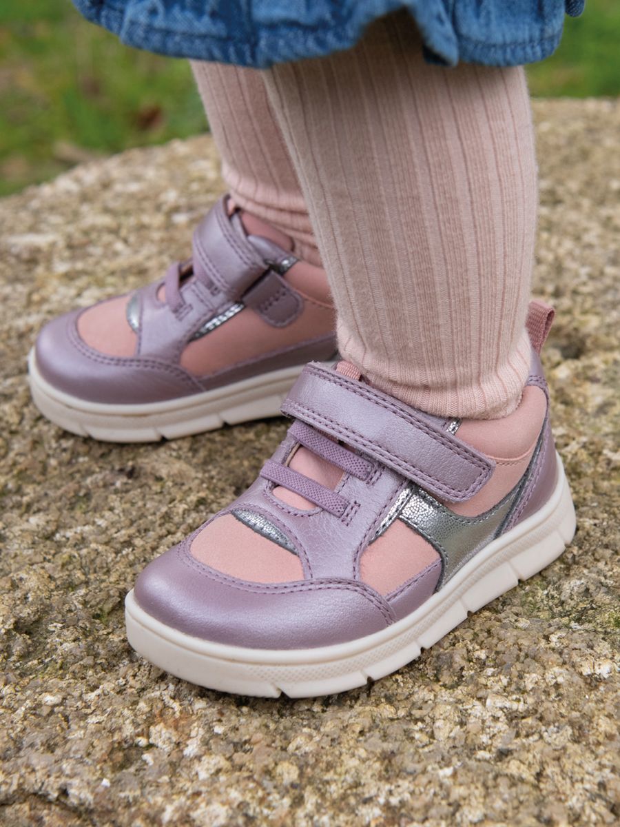 Stride, Mauve/silver nubuck mix girls rip-tape pre-school casual trainer shoes