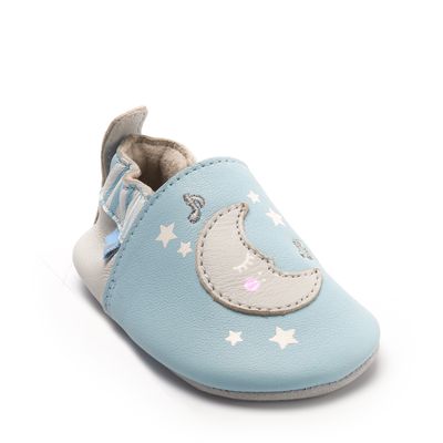 Fable Pale blue leather lullaby baby pram shoes