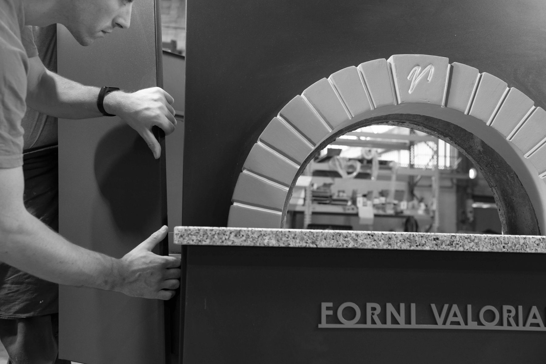 A Valoriani oven being manufactured in the Valoriani factory in Reggello, Tuscany, Italy.