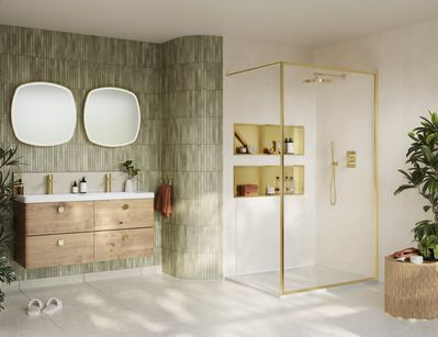 8mm Framed Wetroom in Brushed Brass