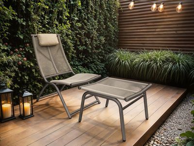 SOLACE+CO Esen Garden Lounge Chair with Footstool Dark Brown