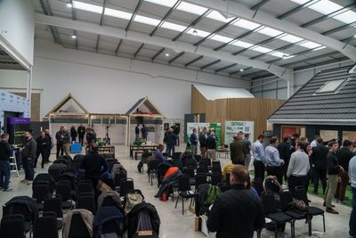Attendees gathering at BCTA's The Future of Airtightness conference, Building Performance Hub, High Wycombe