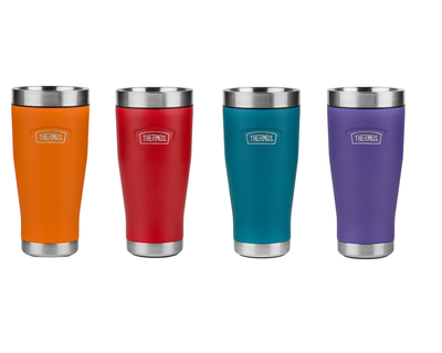 A Pumpkin, Ruby Red, Lake and Moorland Purple colour Thermos Icon Travel Tumbler