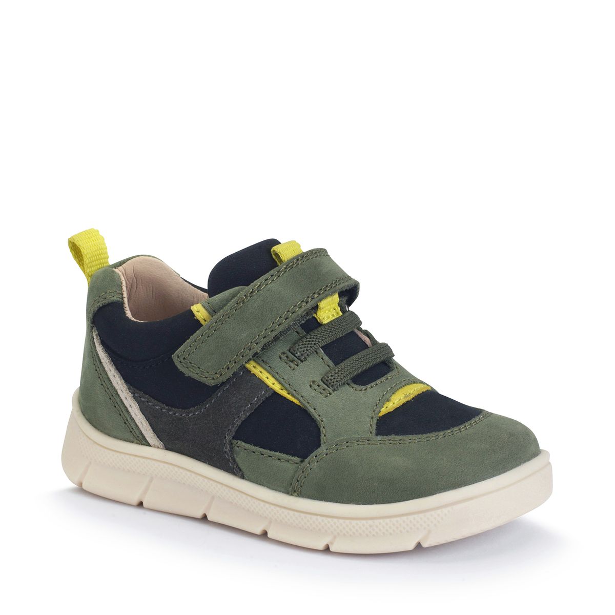 Stride, Khaki nubuck mix kids rip-tape pre-school casual trainer shoes