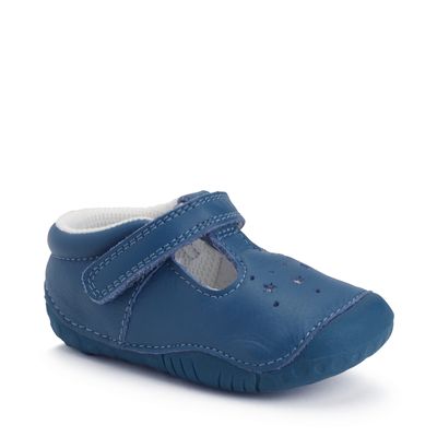 Tumble Blue leather babies rip-tape t-bar pre-walkers