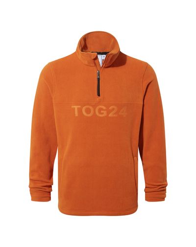 Brandon men's fleece zip neck - dark orange