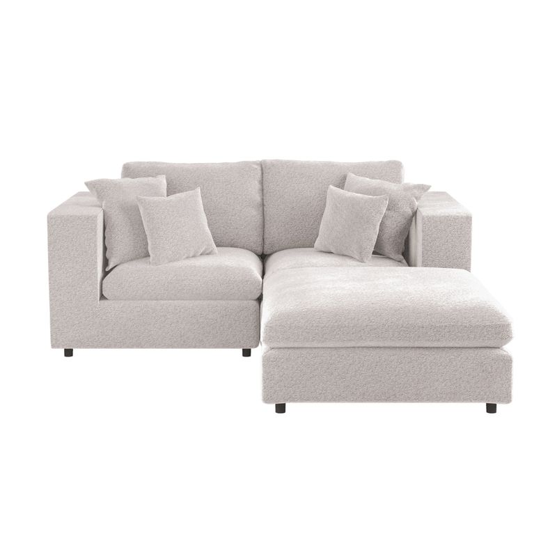 Solace+Co Asher 3 Seater with Footstool Beige Boucle