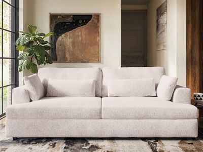 Solace+Co Drew 3 Seater Sofa - Cream Chenille